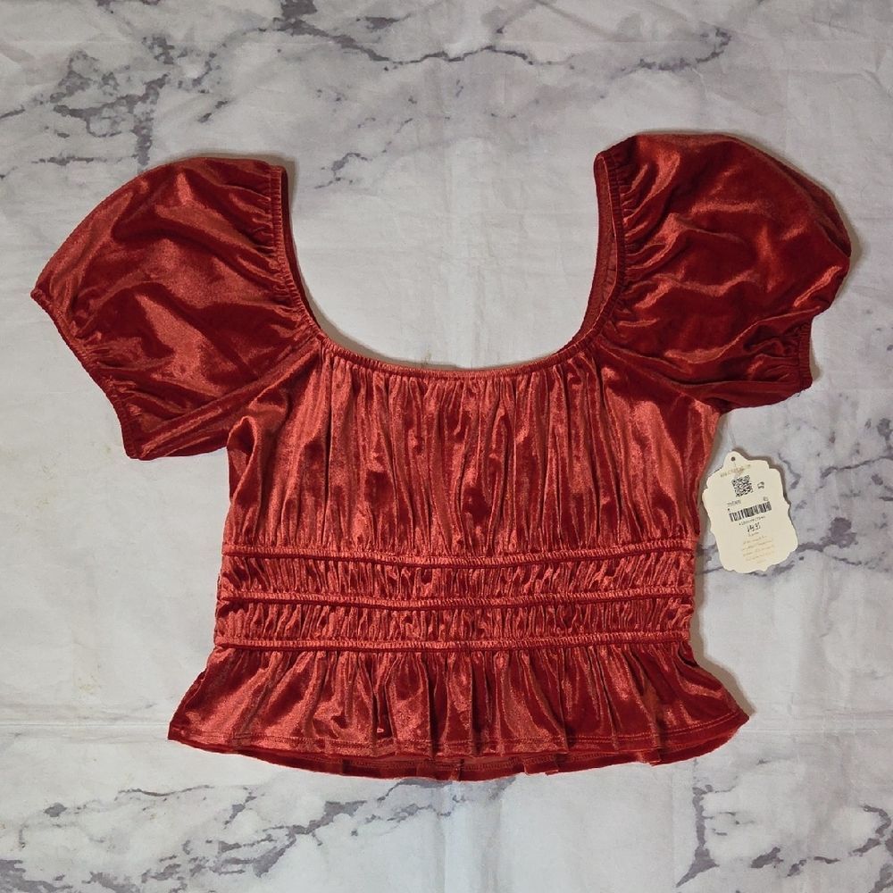 Altar'd State Copper Puff Sleeve Blouse